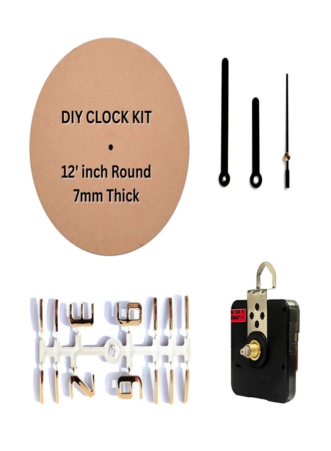 Epoxy Fusion DIY Resin Clock Making Kit - 12 Inch Round MDF Base (7mm Thick), 18mm Silent Movement, Metal Hands & 3D Glossy Plastic Numbers | DIY Wall Clock Craft Set for Art, Home Decor (Minbati) - Image 1